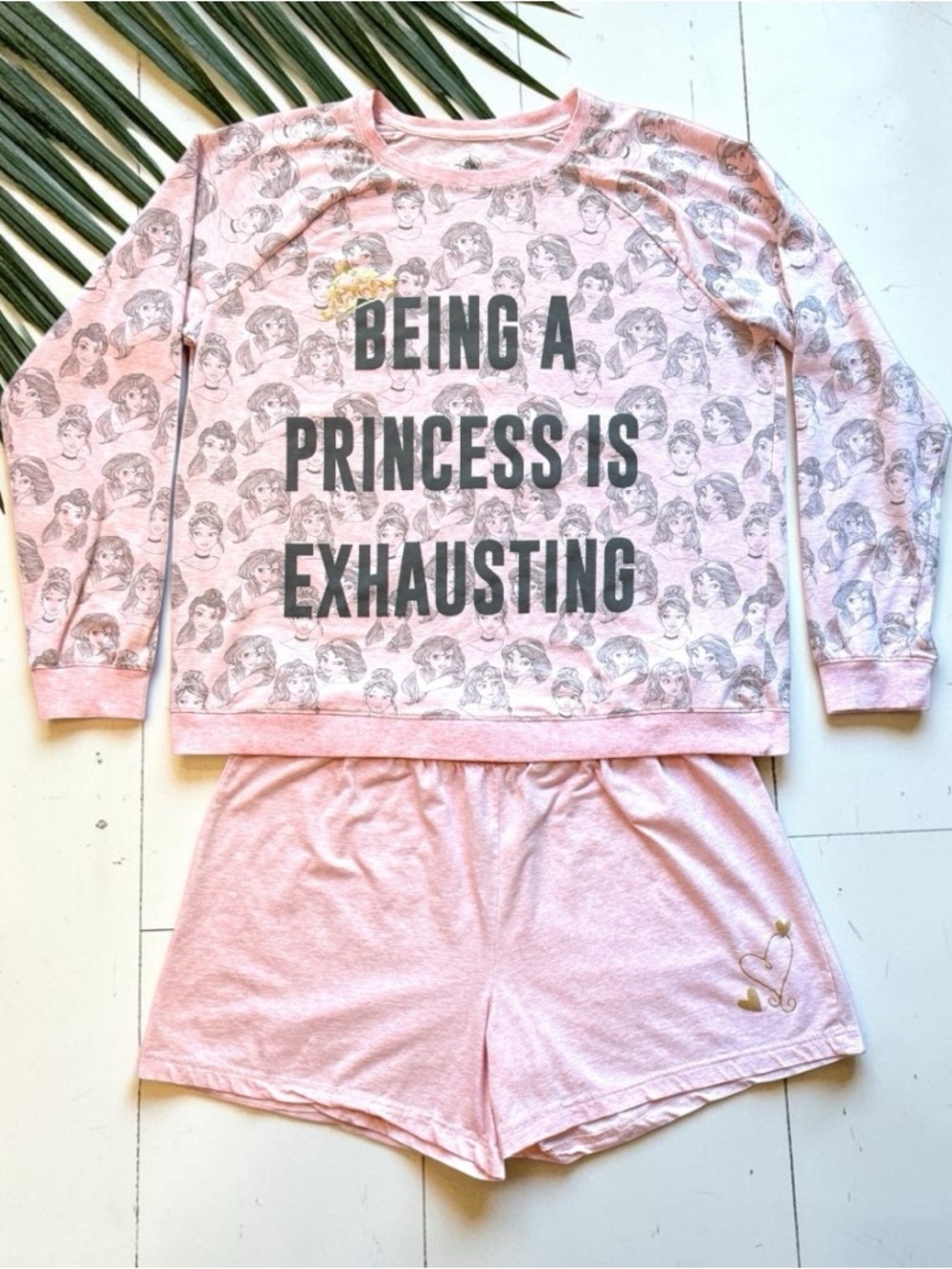 Disney Store Princess Pajama Set XL Pink Being a Princess Is Exhausting PJ Set